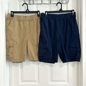 The Children's Place Boys Khaki Navy Cargo Pull On Adjustable Shorts Sz 14 Husky
